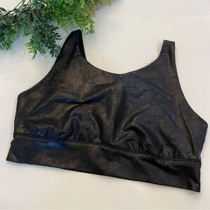 OFFLINE by ARIE Black Metallic Medium Support Sports Bra, Unpadded, Size XXL
